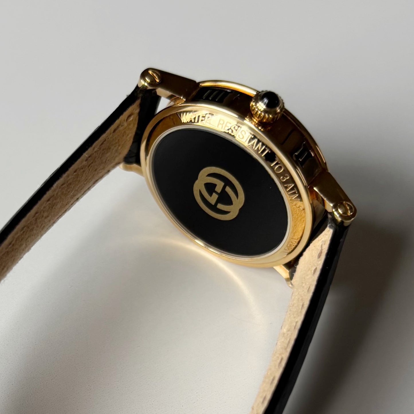 Gucci 1990s Date Round Dial Gold Plated Watch