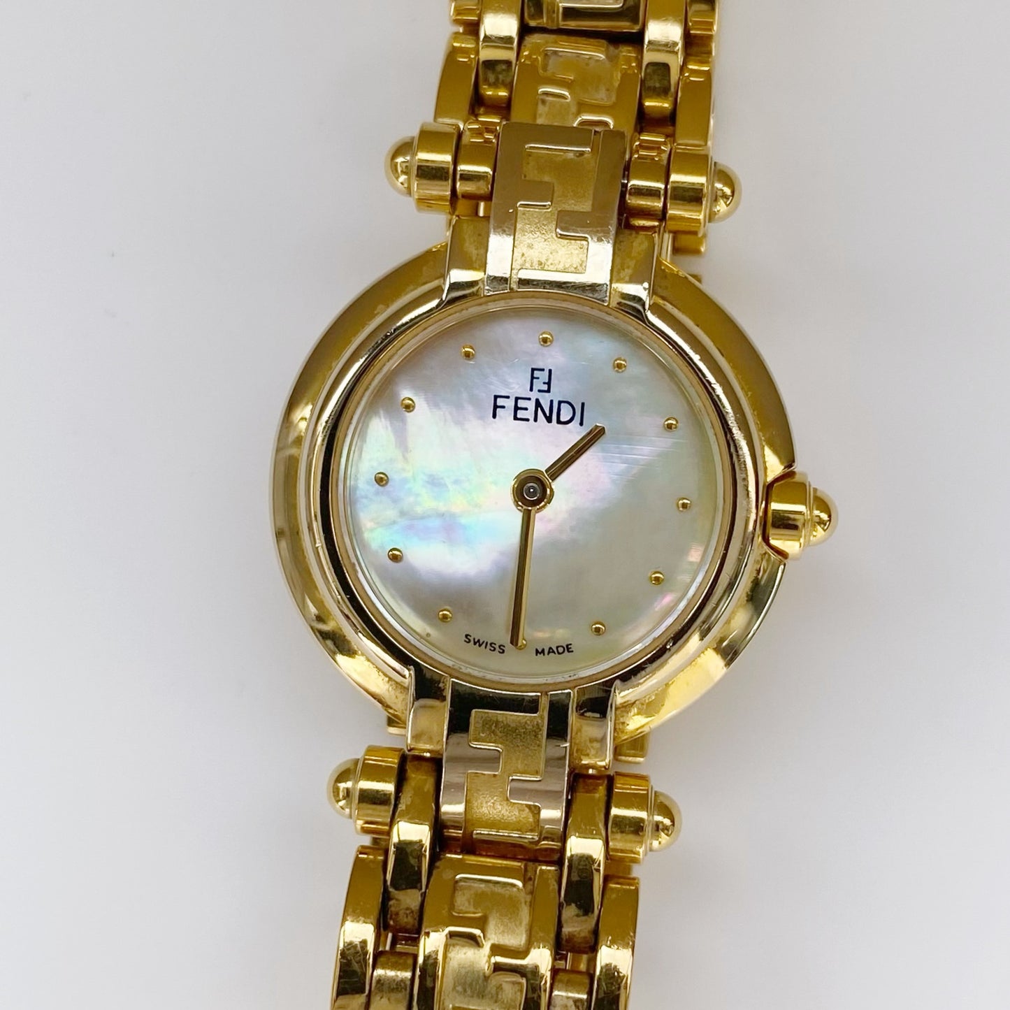 Fendi 1990s Seashell Gold Plated Watch