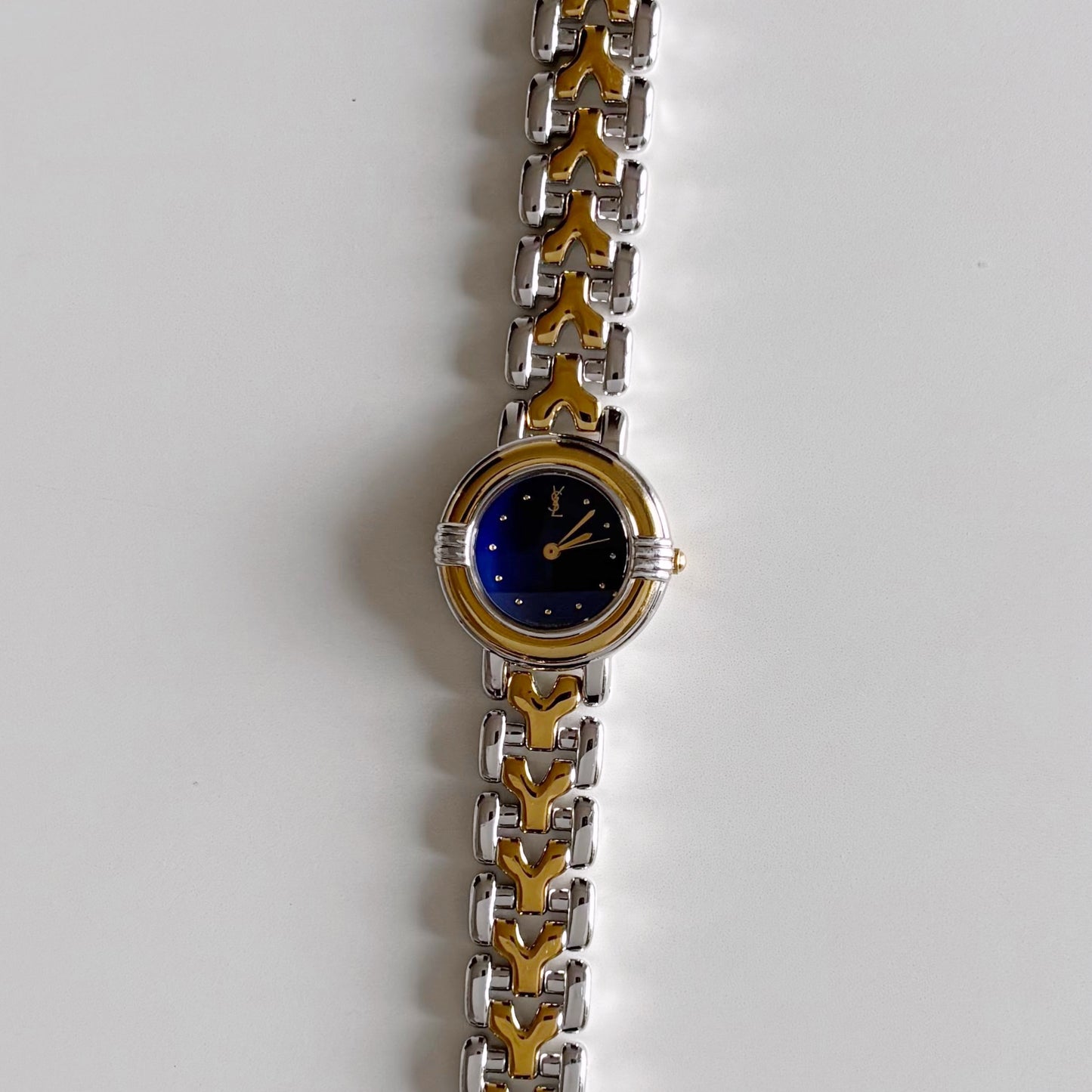 Yves Saint Laurent 1990s Round Dial Two Tone Watch