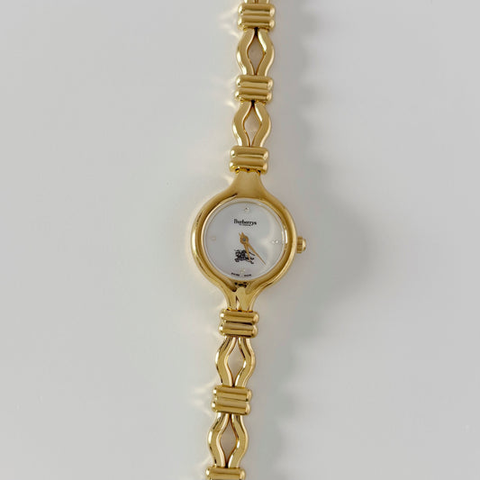 Burberry 1990s Seashell Dial Gold Plated Watch