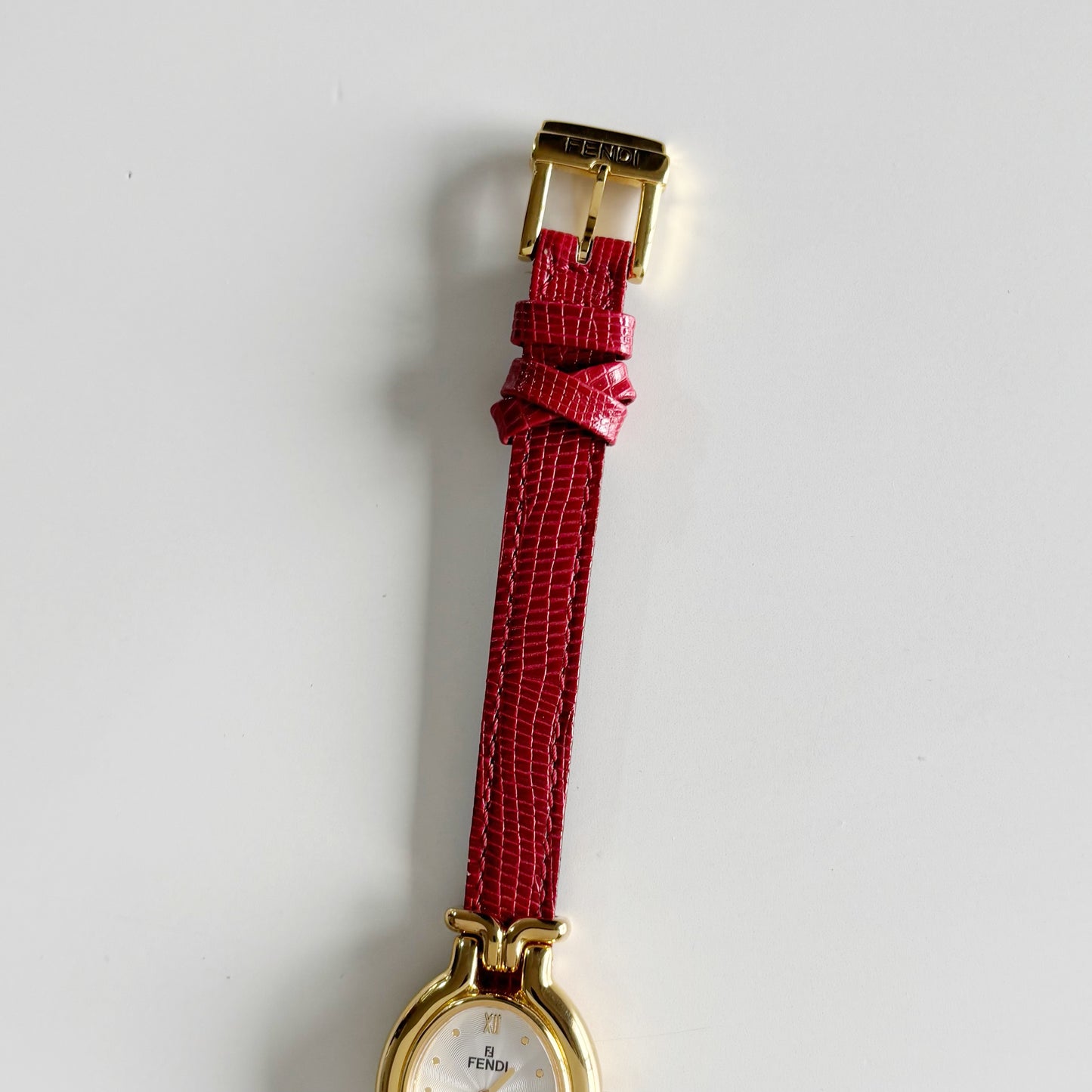 Fendi 1990s Interchangeable Strap Gold Plated Watch with 5 straps, case