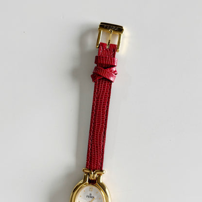 Fendi 1990s Interchangeable Strap Gold Plated Watch with 5 straps, case