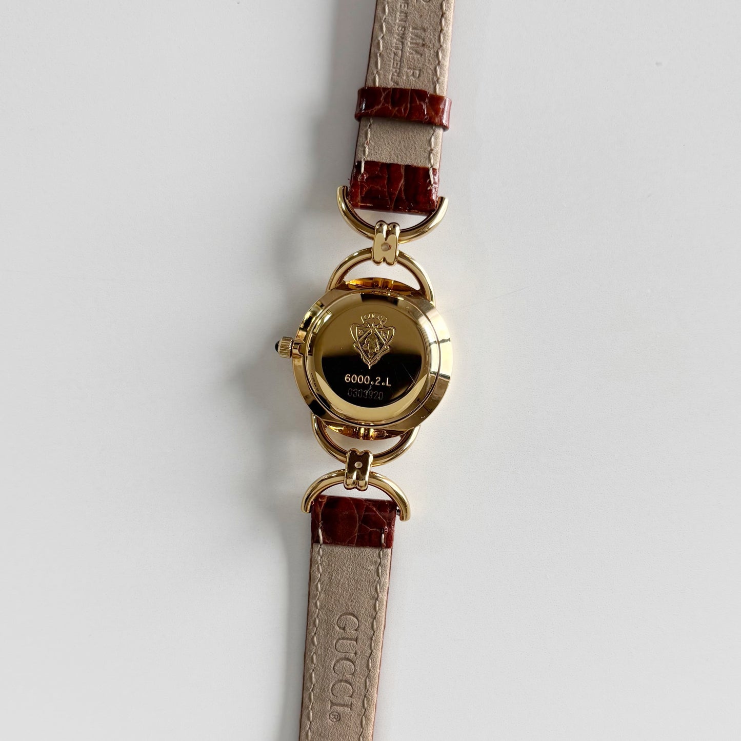 Gucci 1990s Round Dial Horsibit Gold Plated Watch