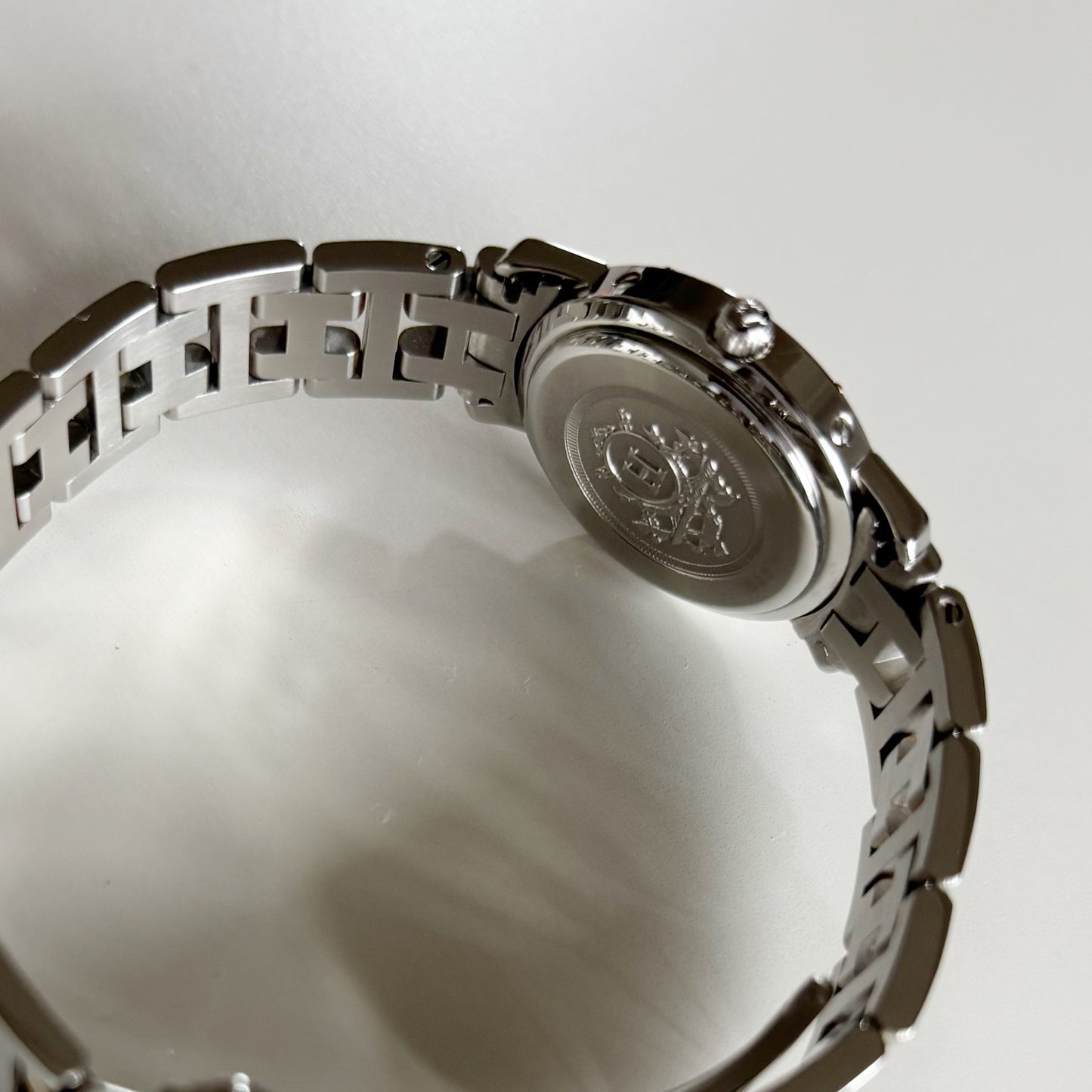 Hermes 1990s Date White Dial Clipper Two Tone Watch