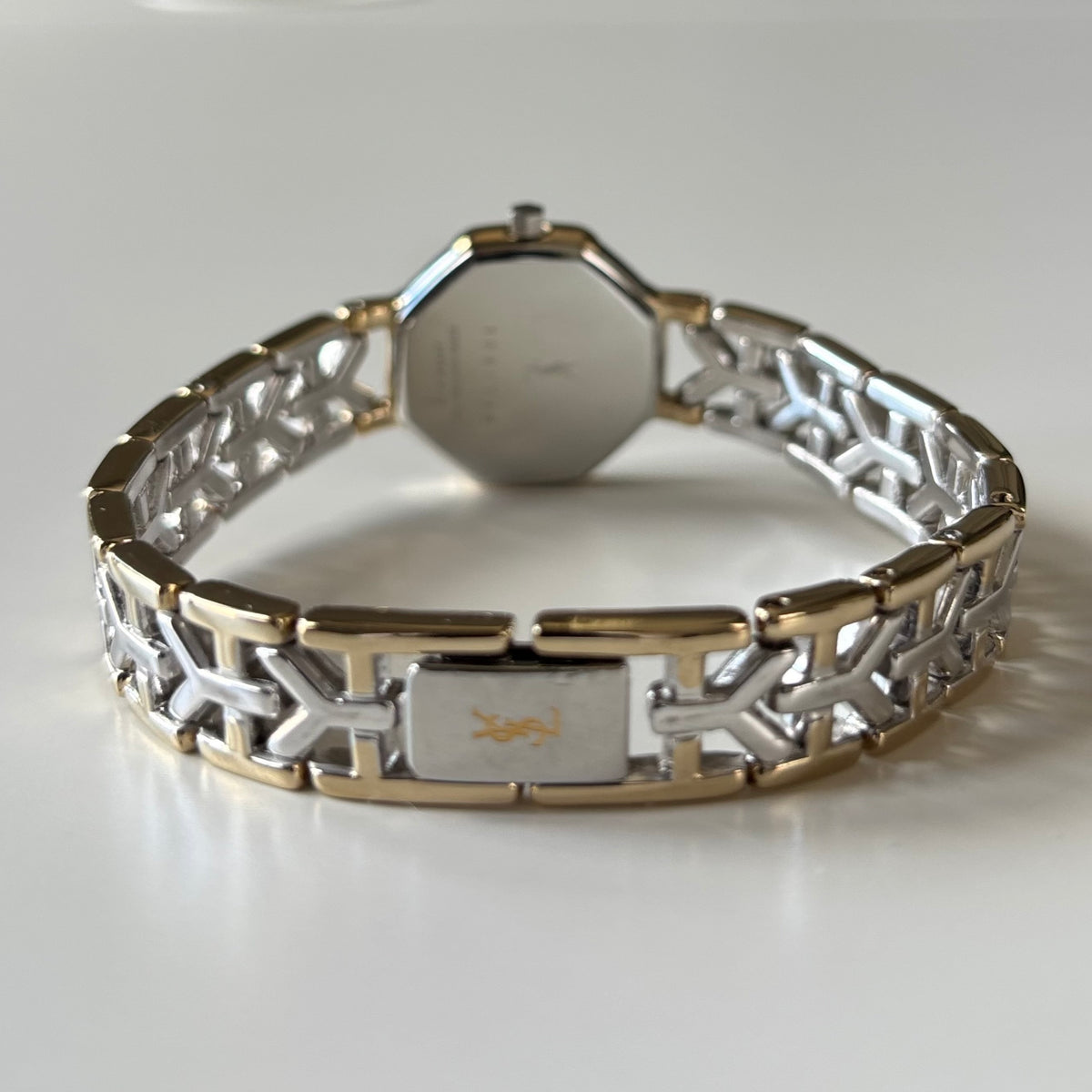 Yves Saint Laurent 1990s Octagon Dial Two-Tone Gold-Plated Watch