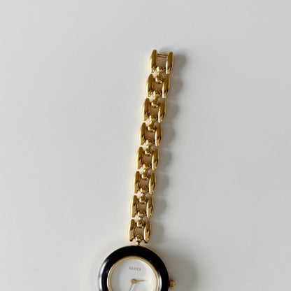 Gucci 1990s Interchangeable Bezel Gold Plated Watch with 6 bezels. case (160mm)