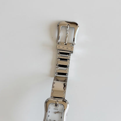Fendi 1990s Seashell Dial Stainless steel Silver Buckle Watch