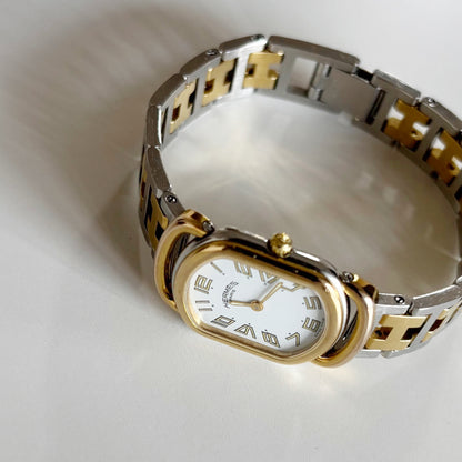 Hermes 1990s Rallye Two Tone Watch