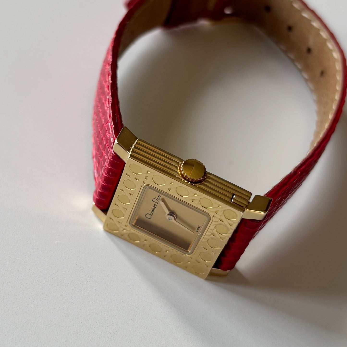 Dior 1990s Interchangeable Strap Gold Plated Watch with 4 straps, case