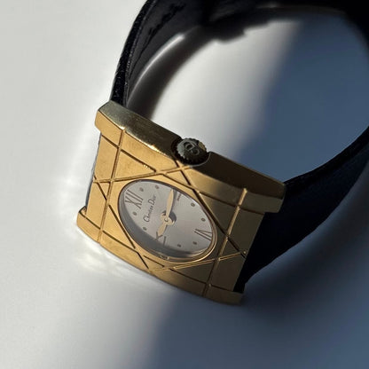 Dior 1990s Square Dial Gold Plated Watch