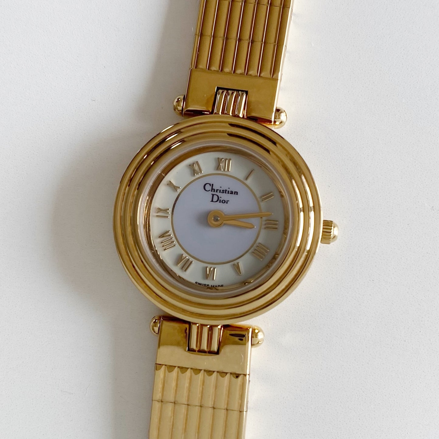 Dior 1990s Round Dial Gold Plated Watch