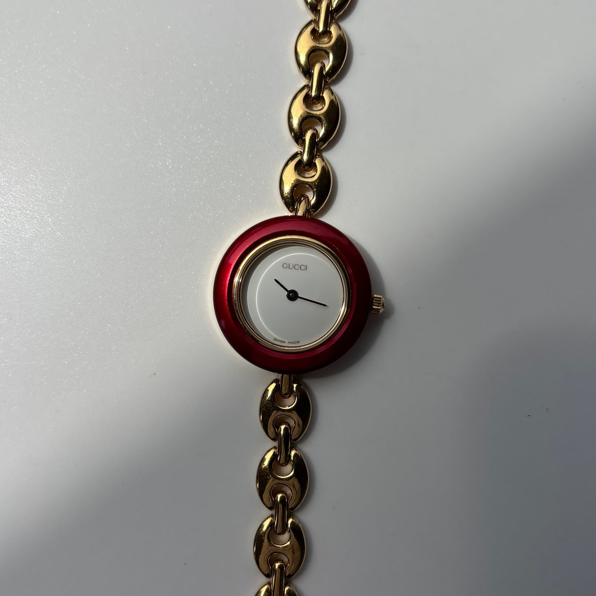 Gucci 1990s Interchangeable Bezel Gold Plated Chain Watch with 6 bezels, case (165mm)