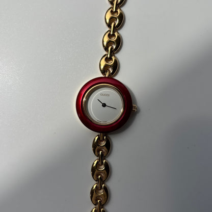 Gucci 1990s Interchangeable Bezel Gold Plated Chain Watch with 6 bezels, case (165mm)