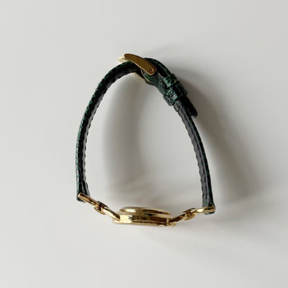 Gucci 1990s Seashell Dial Gold Plated Horsebit Watch