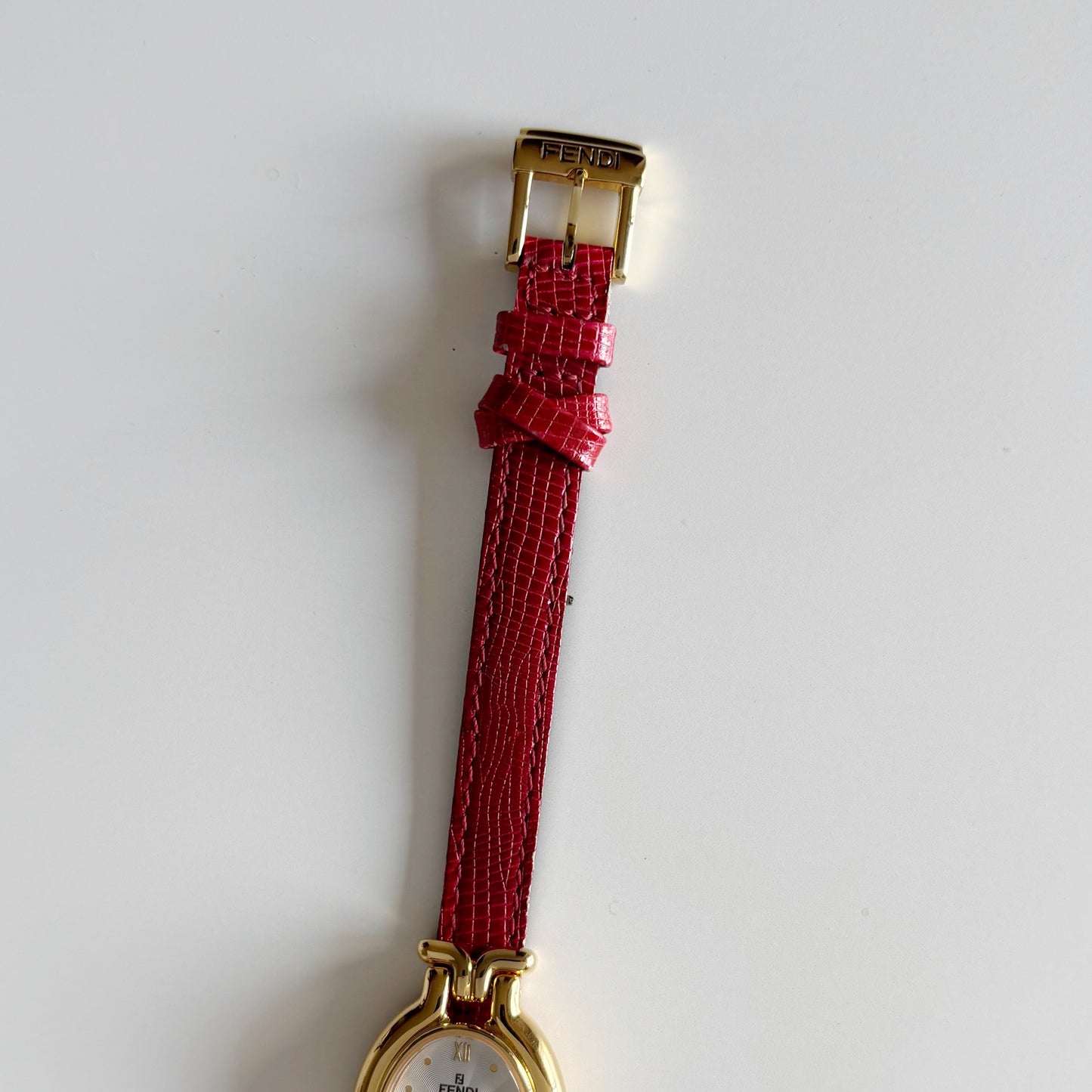 Fendi 1990s Interchangeable Belt Gold Plated Watch with 5 straps, case