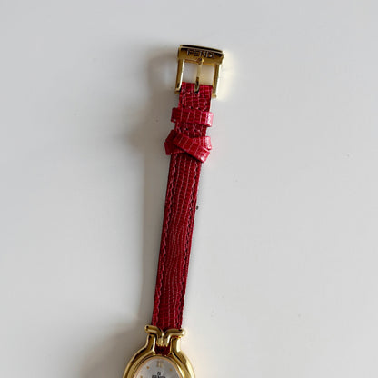 Fendi 1990s Interchangeable Belt Gold Plated Watch with 5 straps, case