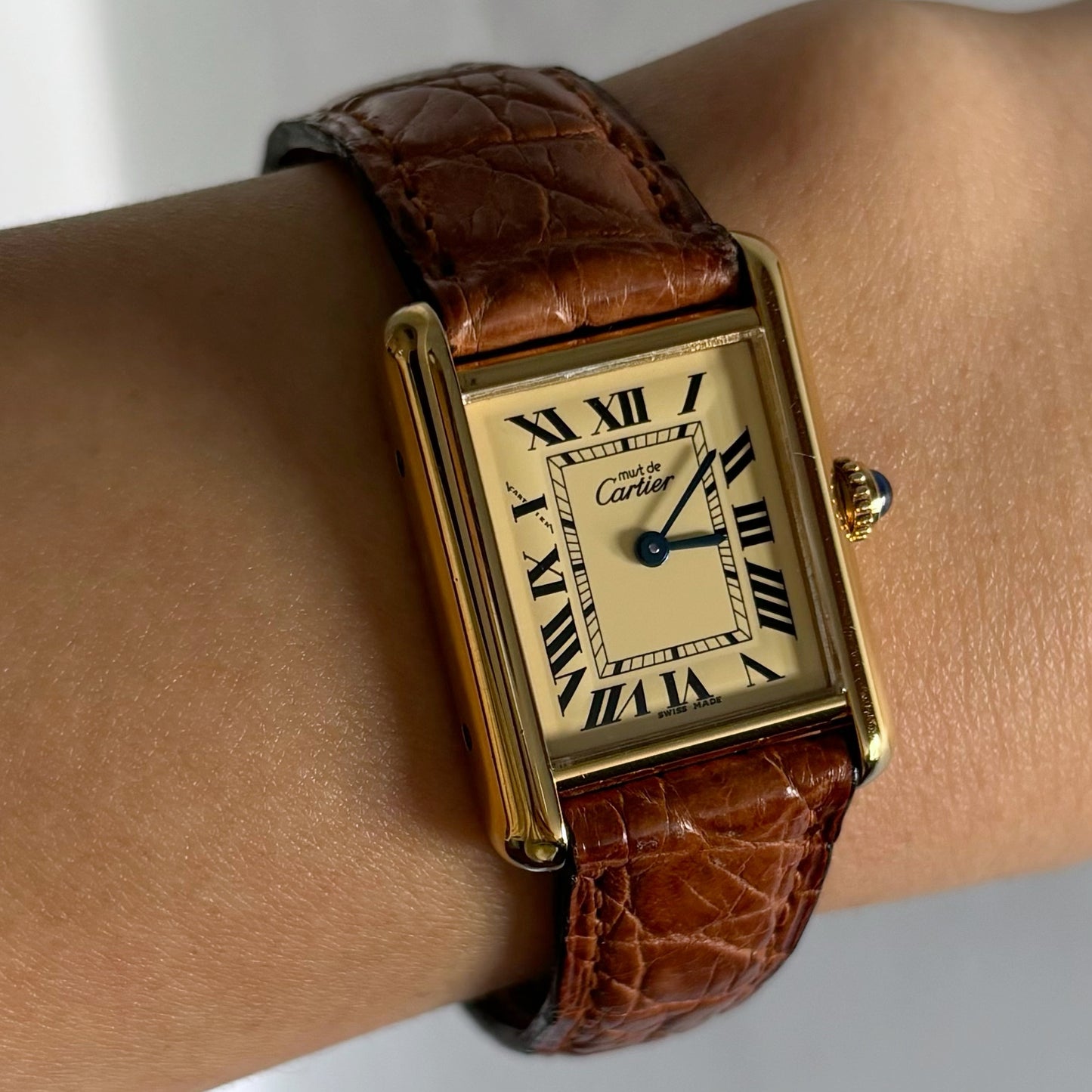 Cartier 1990s Must de Tank Ivory Dial Watch SM