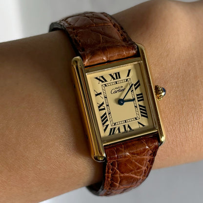 Cartier 1990s Must de Tank Ivory Dial Watch SM