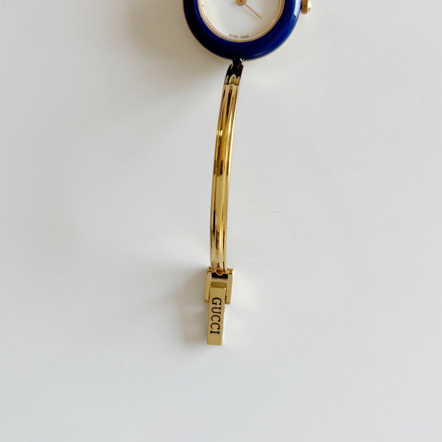 Gucci 1990s Interchangeable Bezel Gold Plated Bangle Watch with 12 bezels, case