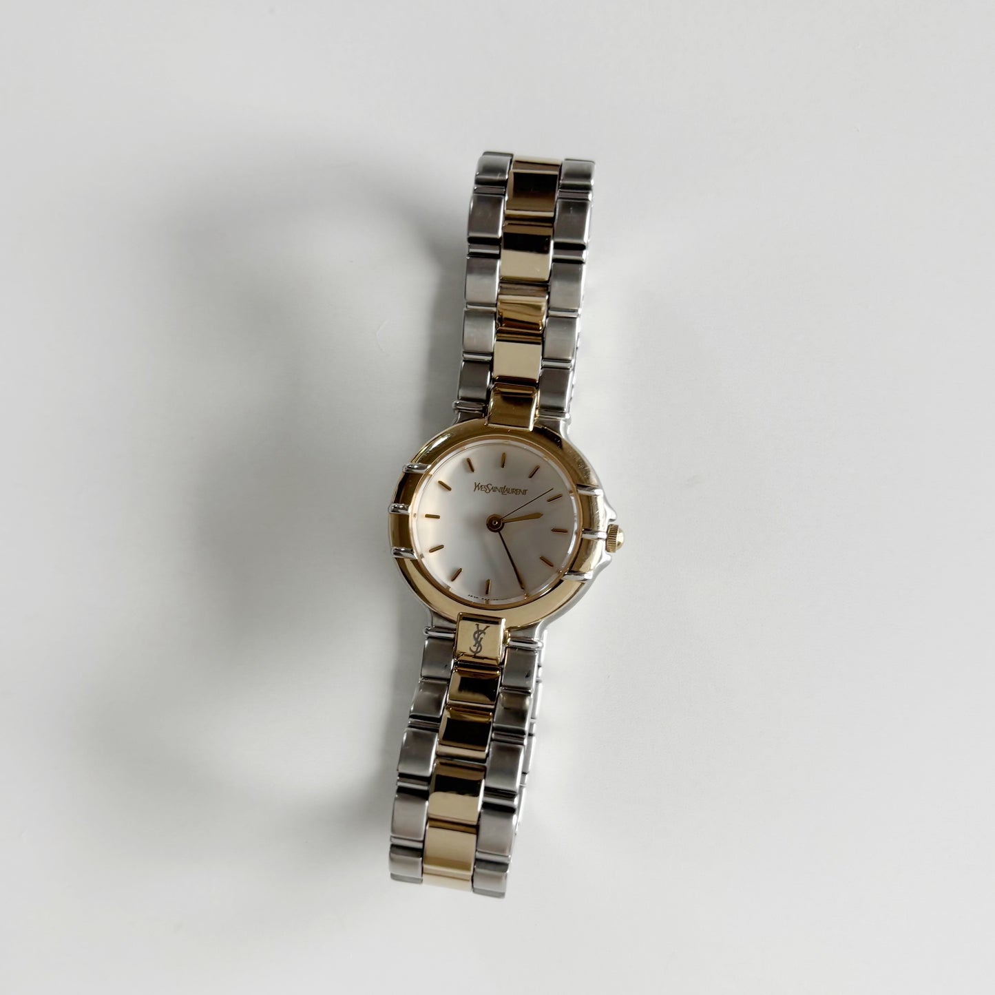 Yves Saint Laurent 1990s Round Dial Two Tone Watch