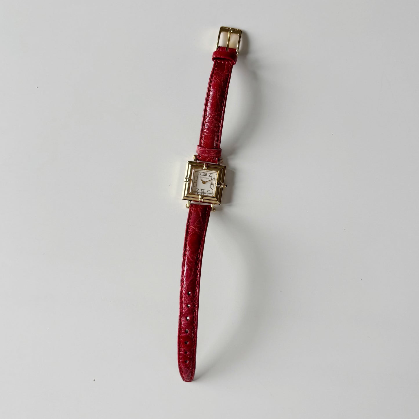 Yves Saint Laurent 1990s Square Dial Gold Plated Watch