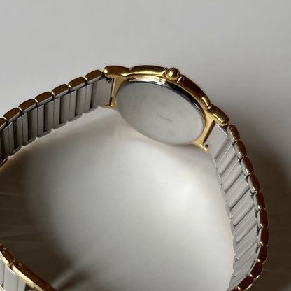 Yves Saint Laurent 1990s Navy Round Dial Two Tone Watch