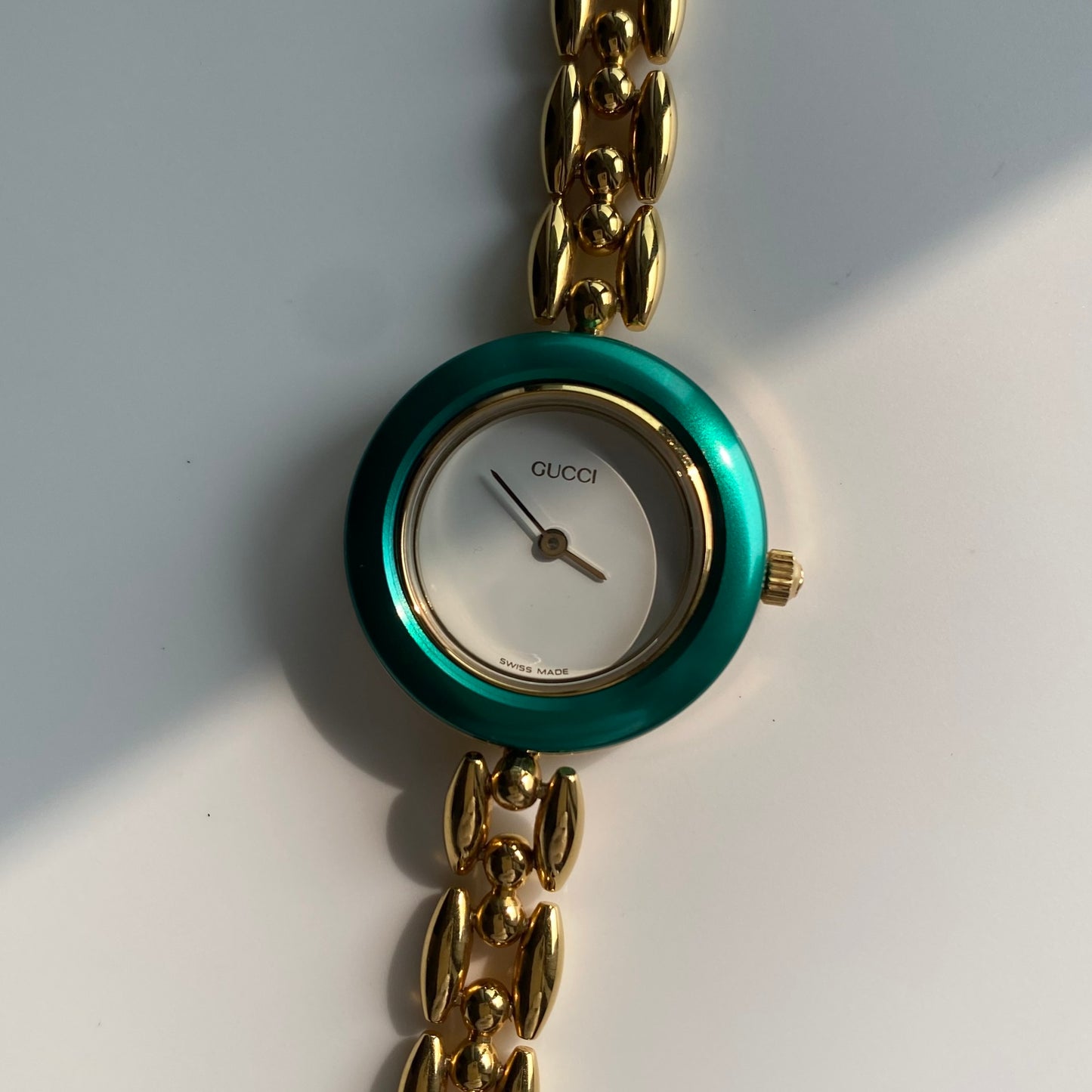 Gucci 1990s Interchangeable Bezel Gold Plated Watch with 6 bezels, case (170mm)
