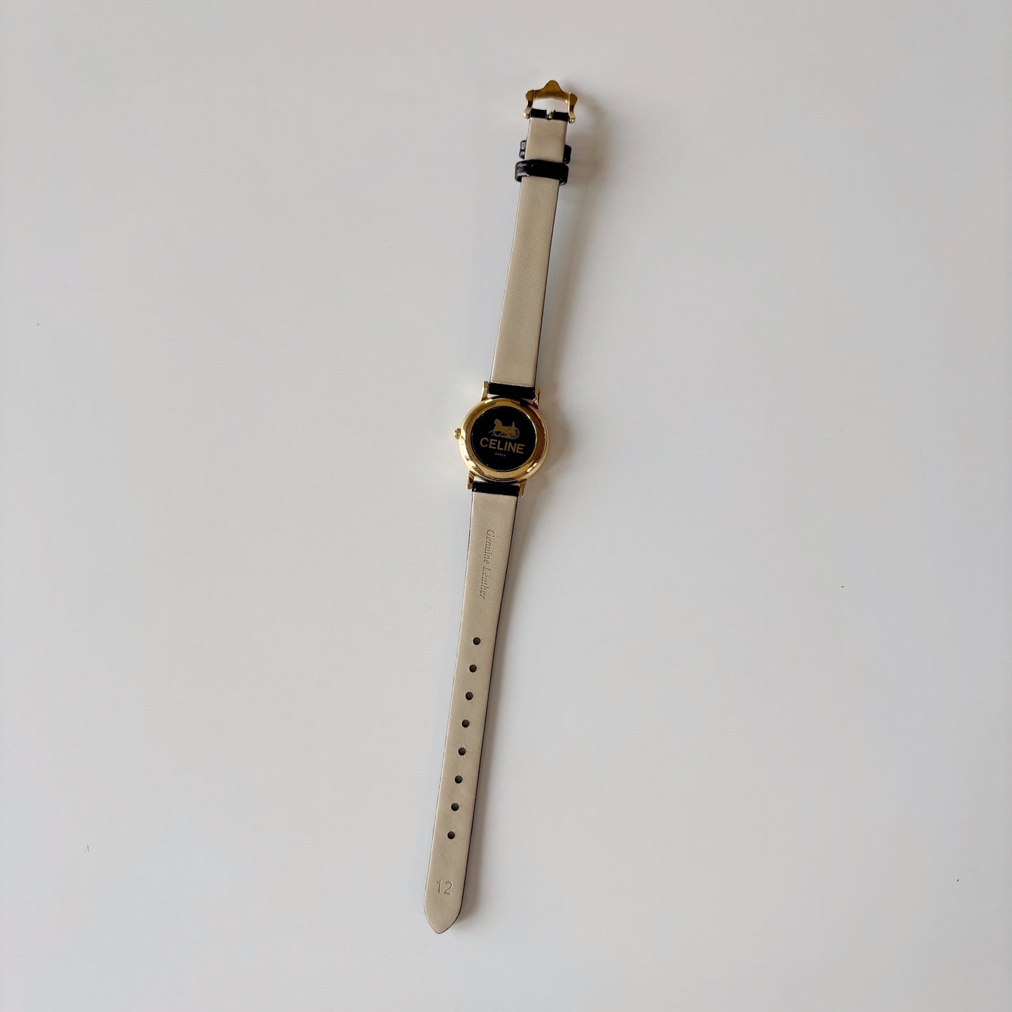 Celine 1990s Round Dial Gold Plated Watch