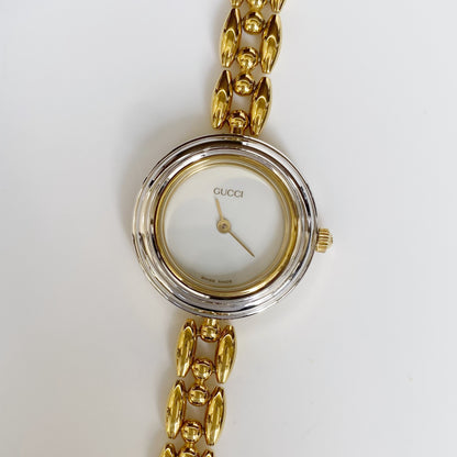 Gucci 1990s Interchangeable Bezel Gold Plated Watch with 6 bezels, Case