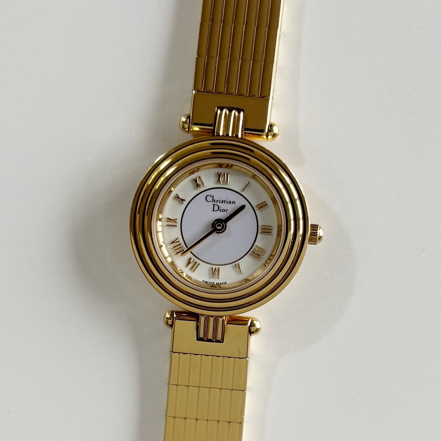 Dior 1990s Round Dial Gold Plated Watch