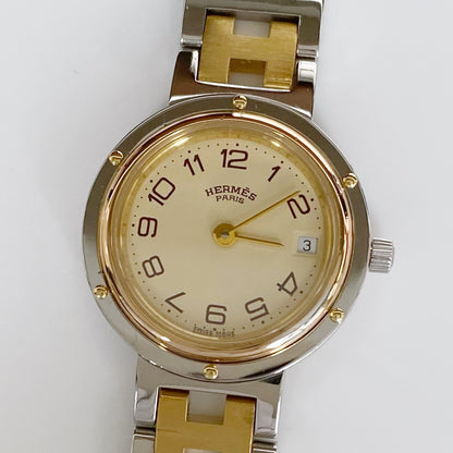 Hermes 1990s Clipper Round Two Tone Watch