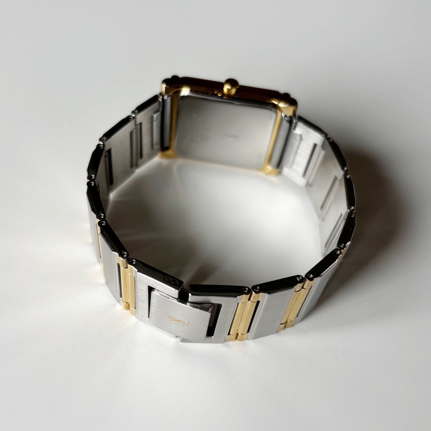 Yves Saint Laurent 1990s Square Dial Gold Plated Two Tone Watch