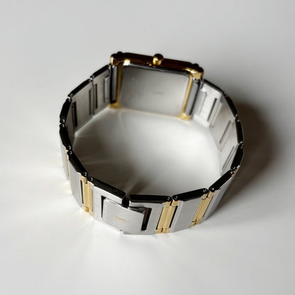 Yves Saint Laurent 1990s Square Dial Gold Plated Two Tone Watch