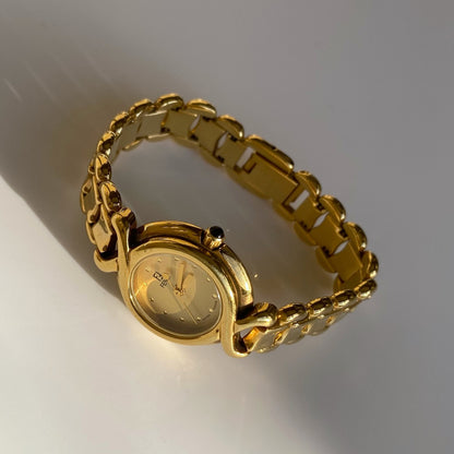 Fendi 1990s Gold Plated Round Watch