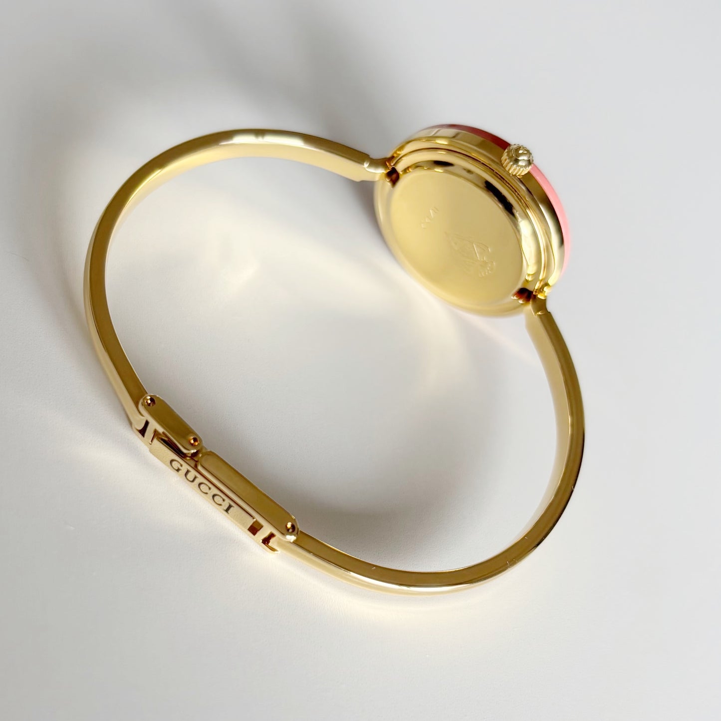 Gucci 1990s Interchangeable Bezel Gold Plated Bangle Watch with 12 bezels, case