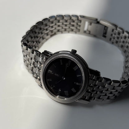 Yves Saint Laurent 1990s Dark Gray Round Dial Stainless Steel Watch