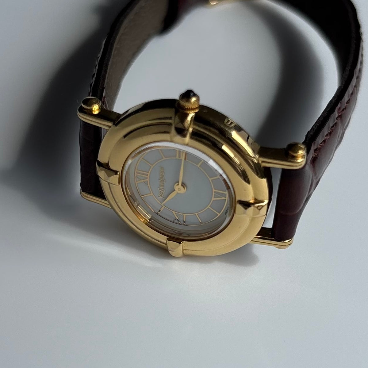 Yves Saint Laurent 1990s Round Dial Gold-Plated Watch