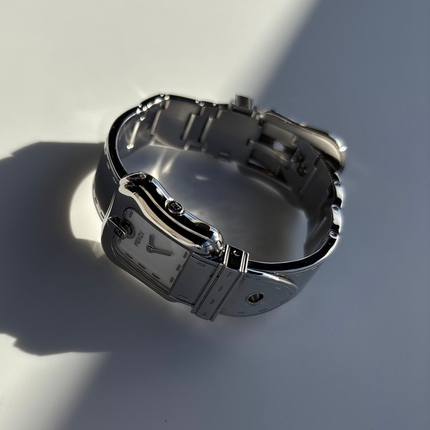 Fendi 1990s Seashell Dial Stainless steel Silver Buckle Watch