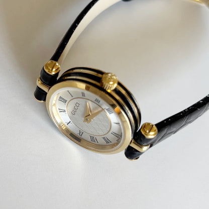 Gucci 1990s Round Dial Gold Plated Watch