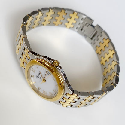 Dior 1990s Date Round Two Tone Watch