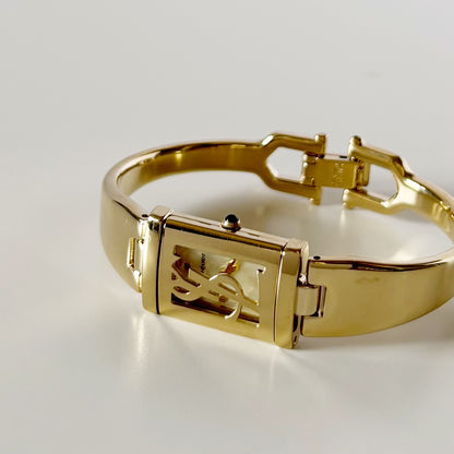 Yves Saint Laurent 1990s Peek-A-Boo Gold Plated Bangle Watch