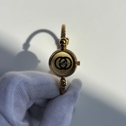Gucci 1980s Round Dial Cable Band Bangle Watch
