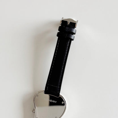 Yves Saint Laurent 1990s Heart Shaped Dial Silver Watch