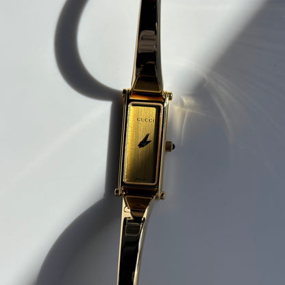 Gucci 1990s  Gold Dial Gold Plated Bangle Watch