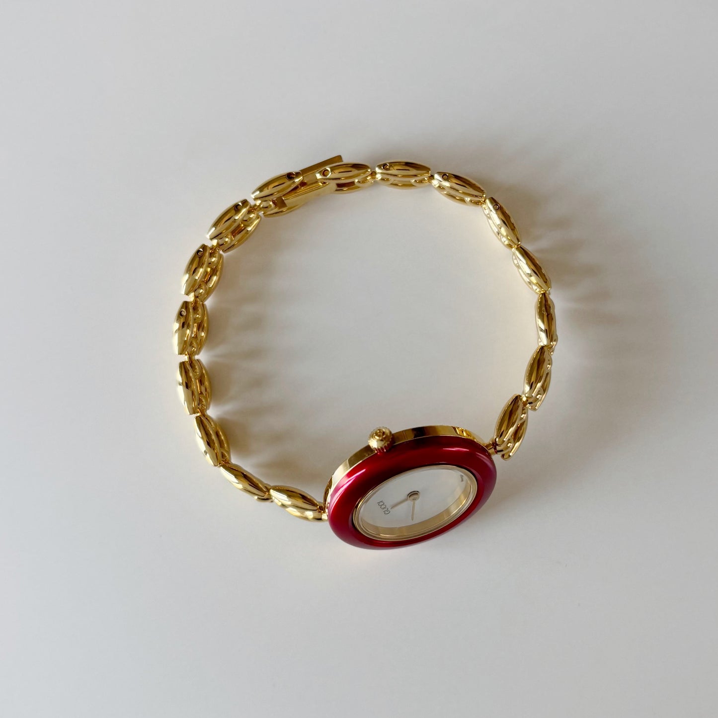 Gucci 1990s Interchangeable Bezel Gold Plated Rice Chain Watch with case, 6 bezels (160mm)