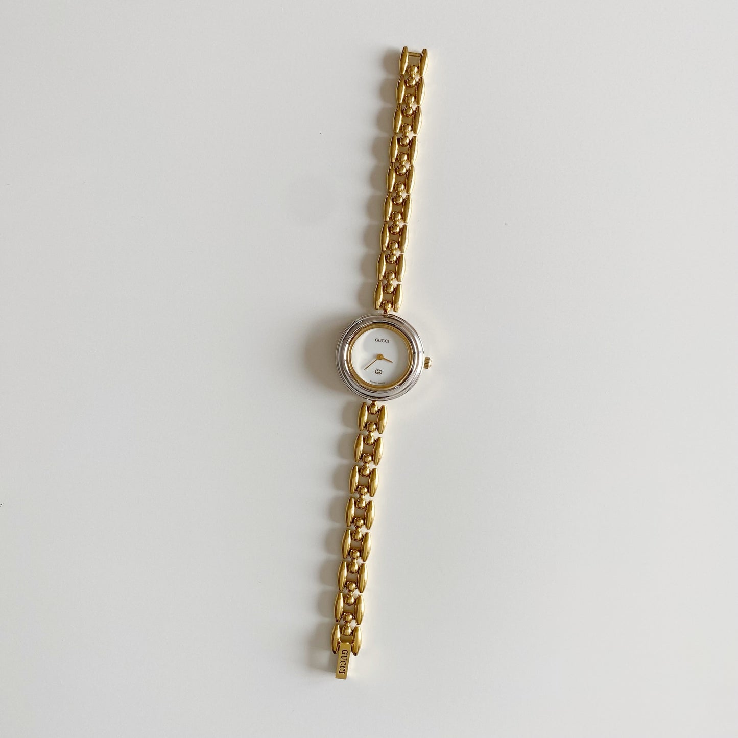 Gucci 1990s Interchangeable Bezel Gold Plated Watch with 6 bezels, case (167mm)