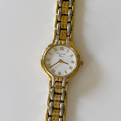 Dior 1990s Round Two Tone Watch