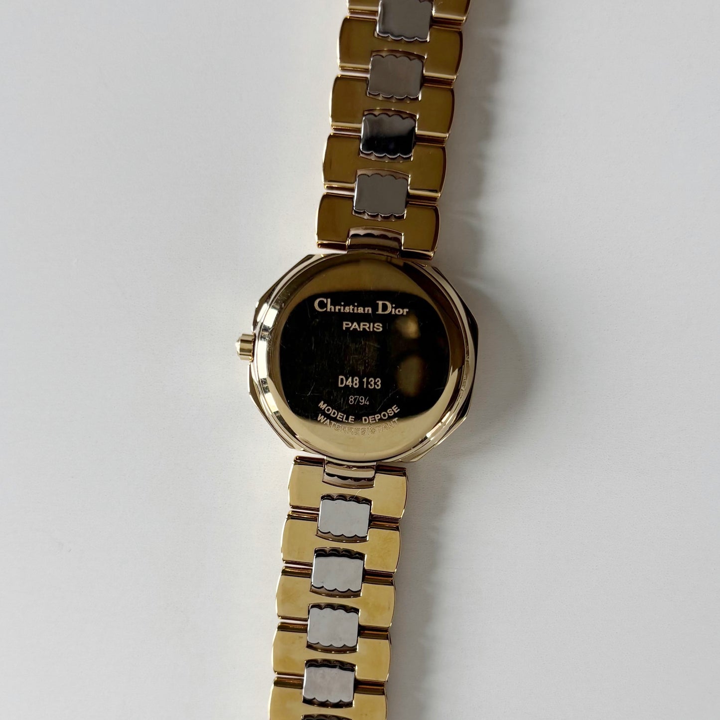 Dior 1990s Octagon Dial Two Tone Gold Plated Watch