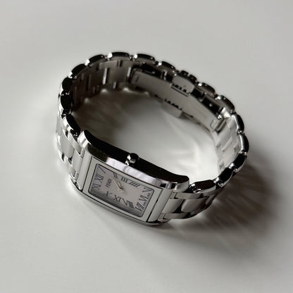 Fendi 1990s Seashell Dial Stainless steel Tank Watch