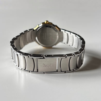 Yves Saint Laurent 1990s Round Dial Date Two-Tone Gold-Plated Watch